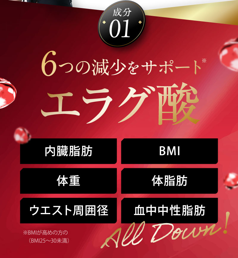 成分01 6つの減少をサポートエラグ酸